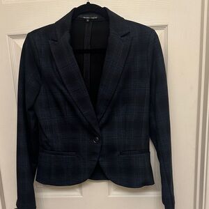 Black And Navy Plaid Blazer